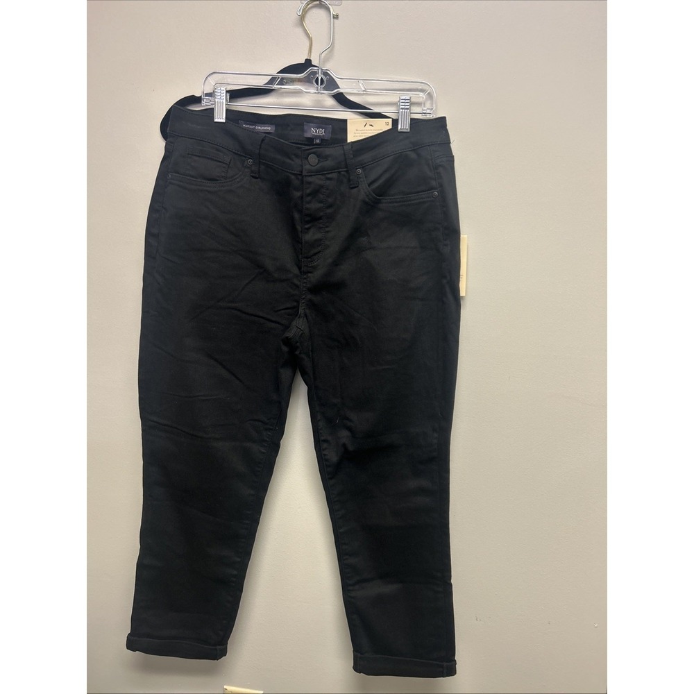 NYDJ Margot Girlfriend Lift Tuck Jeans in Black Size 12 New